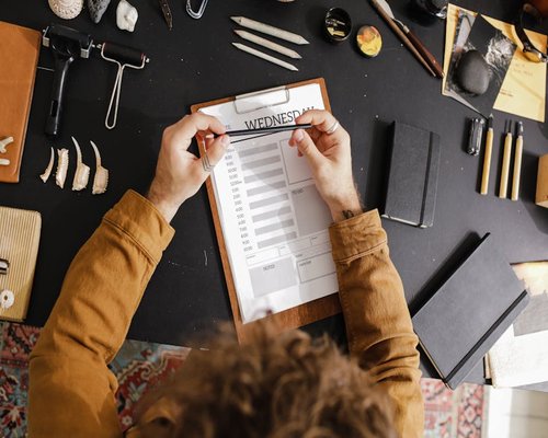 A clean workspace showing organization and daily routine planning